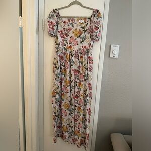 Coco Shop Multi Floral Short Sleeve Maxi Dress size M EUC